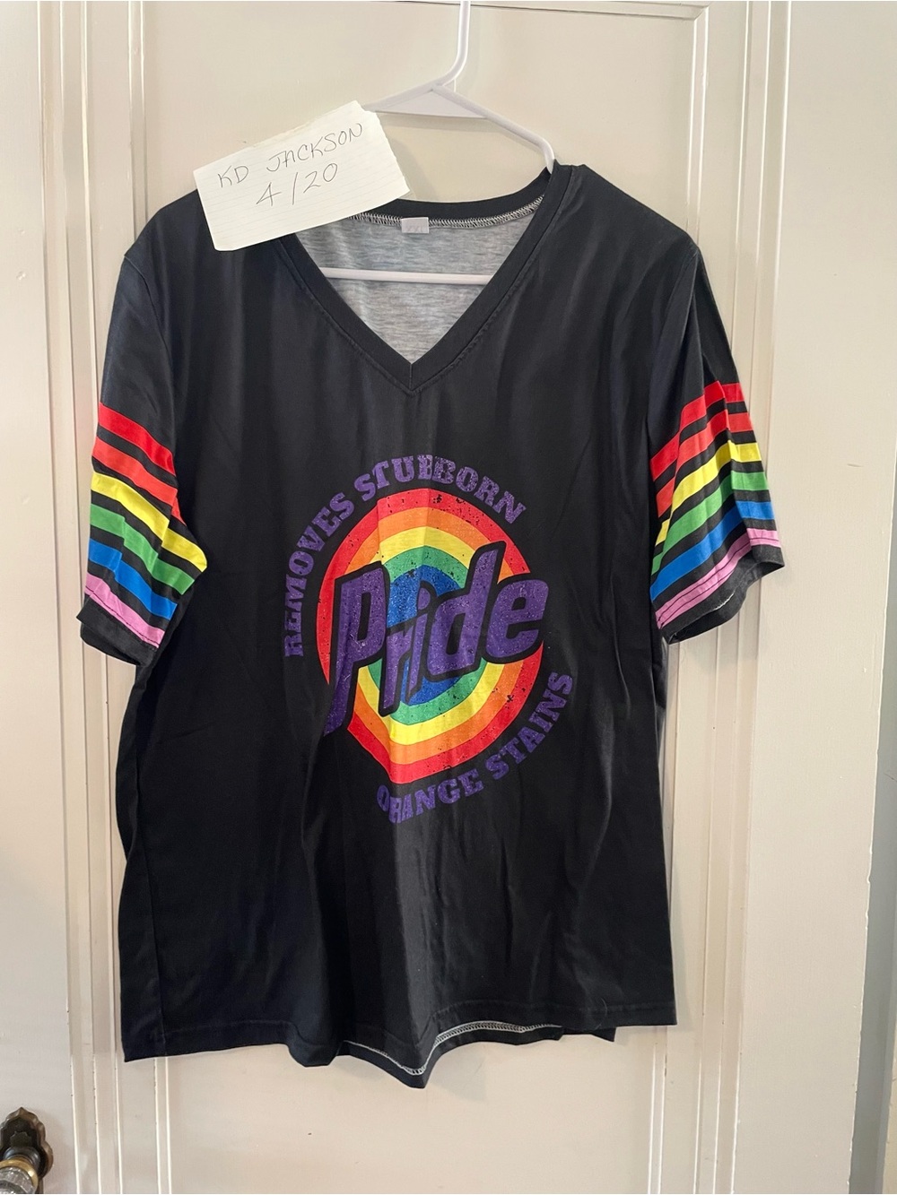 Black Pride Rainbow Graphic V-Neck Tee